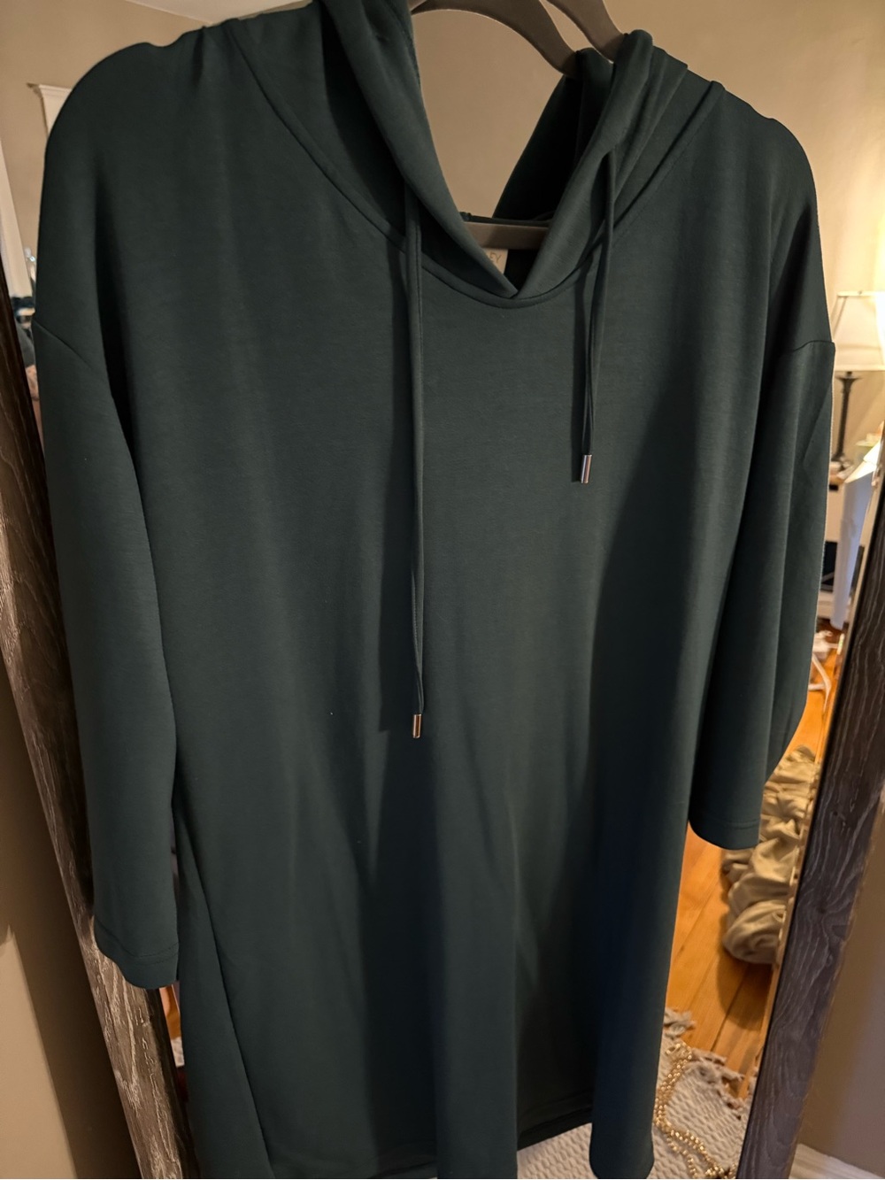 Women’s Dark Green Hooded Sweatshirt Dress